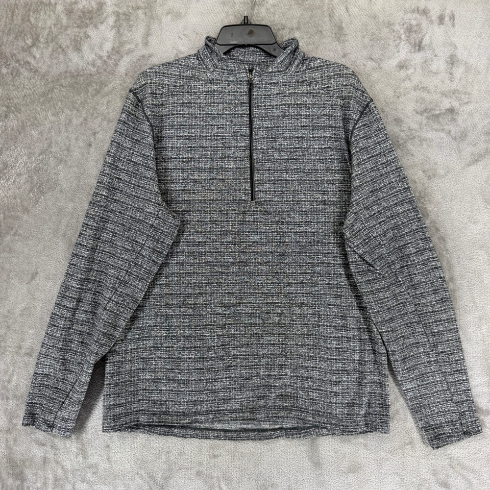 Lululemon Mens XL Half Zip Pullover Space Dye Grey Black Mock Neck Activewear